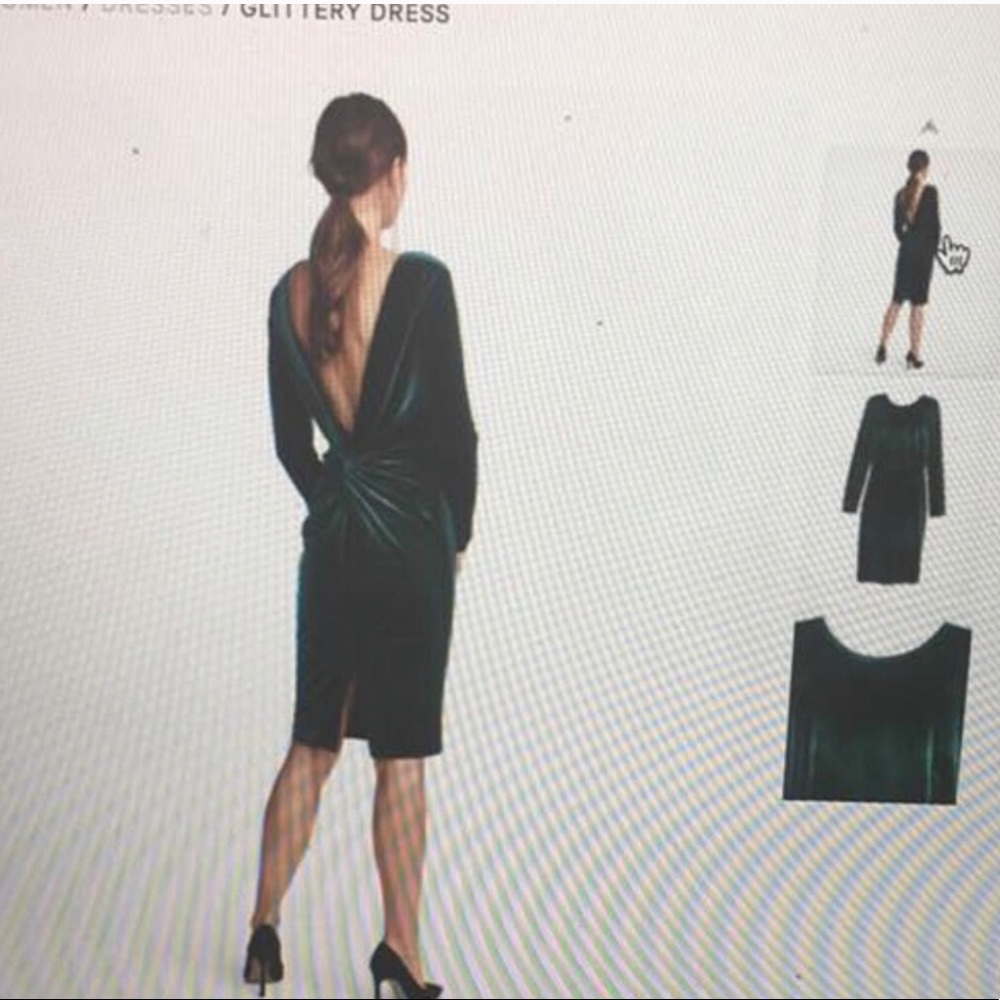 H&M Velvet Evergreen Long Sleeve Midi Dress